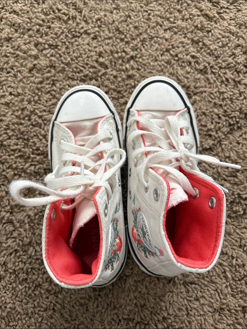 Converse Kids White High-Top Sneakers with Multicolor Floral Embroidery - Picture 5 of 7
